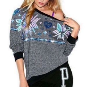 Pink Victoria’s Secret Snowflake Bling Sweatshirt